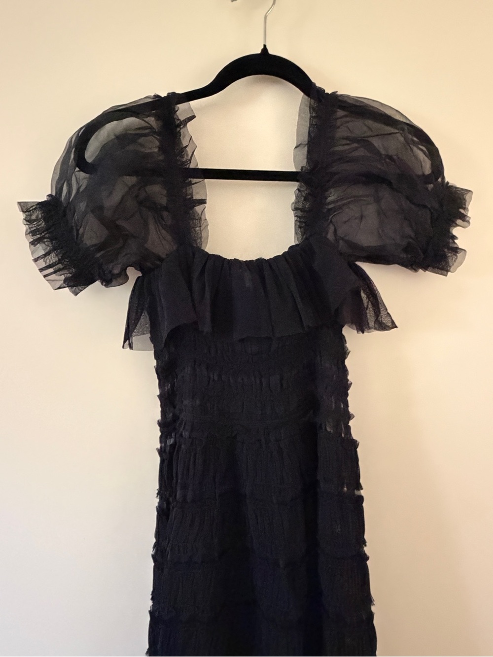 Doen Celestia Tulle Silk Heirloom Black Sheer Tiered Maxi Dress. EUC XS. - Picture 9 of 11